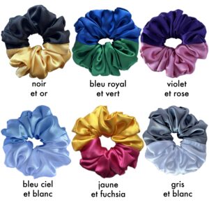 Medium handmade 2-tone 2-split scrunchies with hair elastic 6 pieces