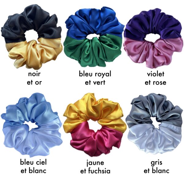 Medium handmade 2-tone 2-split scrunchies with hair elastic 6 pieces