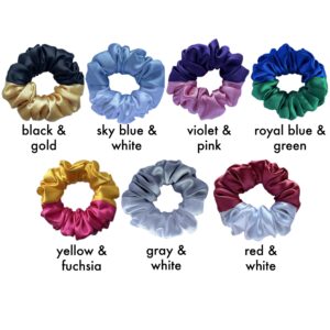 Small handmade 2-tone scrunchies with hair elastic 7 pieces