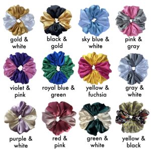 Large handmade 2-tone scrunchies with hair elastic 12 pieces